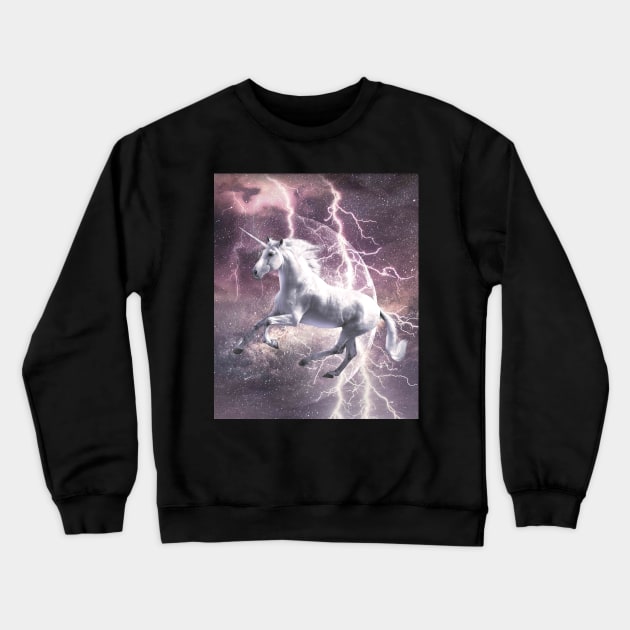 Epic Lightning Unicorn Crewneck Sweatshirt by Random Galaxy